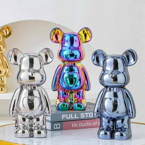 Керамическая статуэтка медведя Bearbrick 17/27 см: Эстетичная фигурка-скульптура для декора комнаты и дома, украшение, поделка — изображение продукта