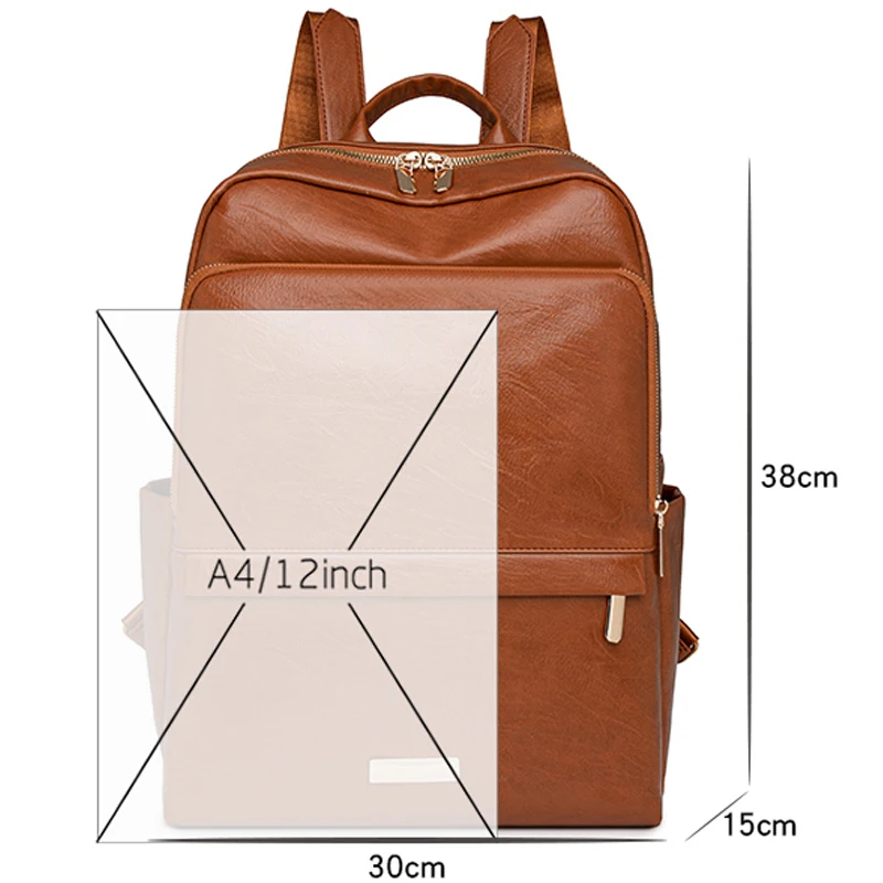 Price shown before tax PU Zipper Fashion Hot Sale Backpack 2024 New Large Capacity Solid Color Outdoors High Quality Versatile S