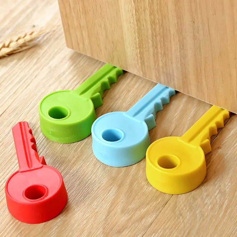 Silicone Door Stopper With Round Hole Key Shaped Security Guard Stopper Door Stop Wedge Slope Design For Door Seam 0.4-2cm