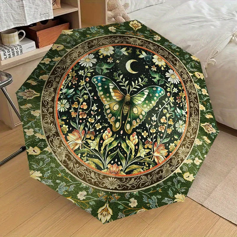 

1 шт. винтажный зонт-бабочка Мандала - элегантный складной зонт с кроликом и цветочным дизайном, автоматическое открытие/закрытие для женщин, прочный