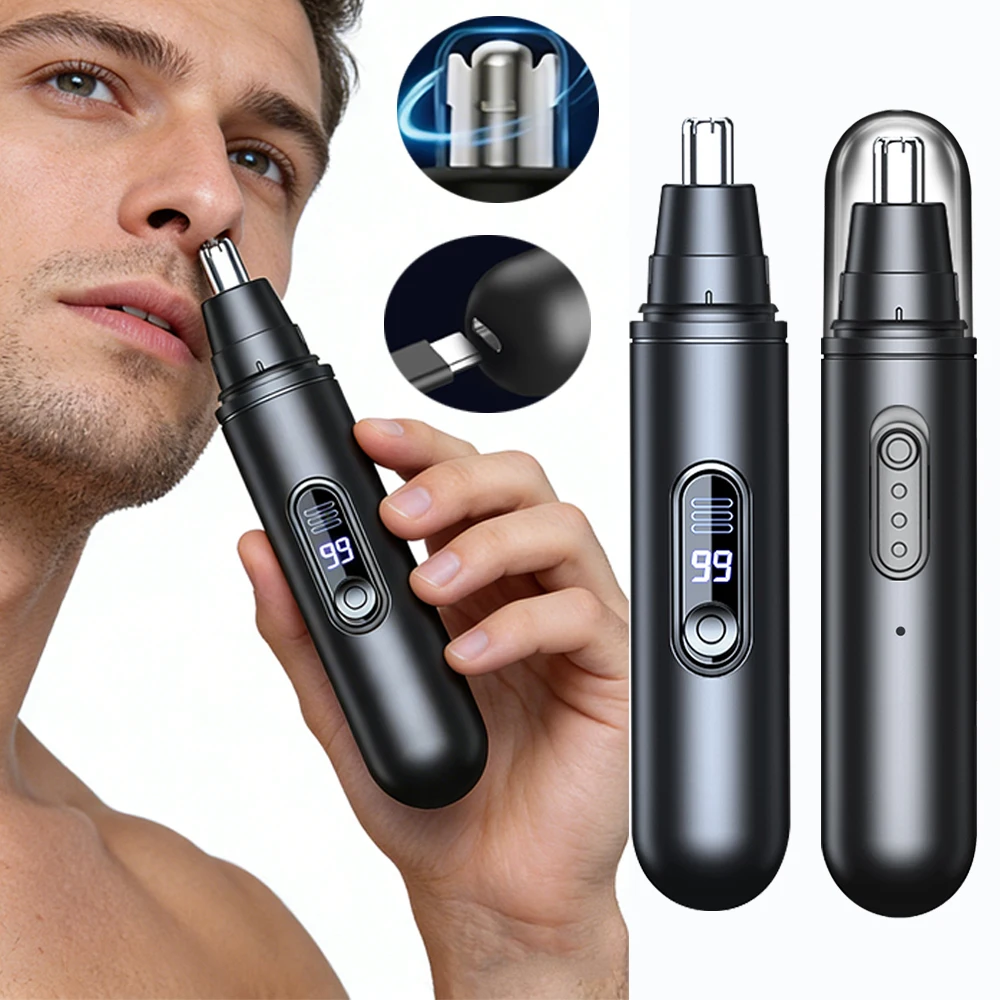 Электрическая машинка для стрижки волос в носу, перезаряжаемая автоматическая бритва для ушей носа, карманная машинка для удаления волос в носу, мужской безболезненный триммер для волос в носу