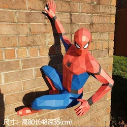 80cm Spider Man Marvel Heroes Paper Model Home Decor Hallway Party Wall Decorations Papercraft 3D Sculpture DIY Hand Made Toys