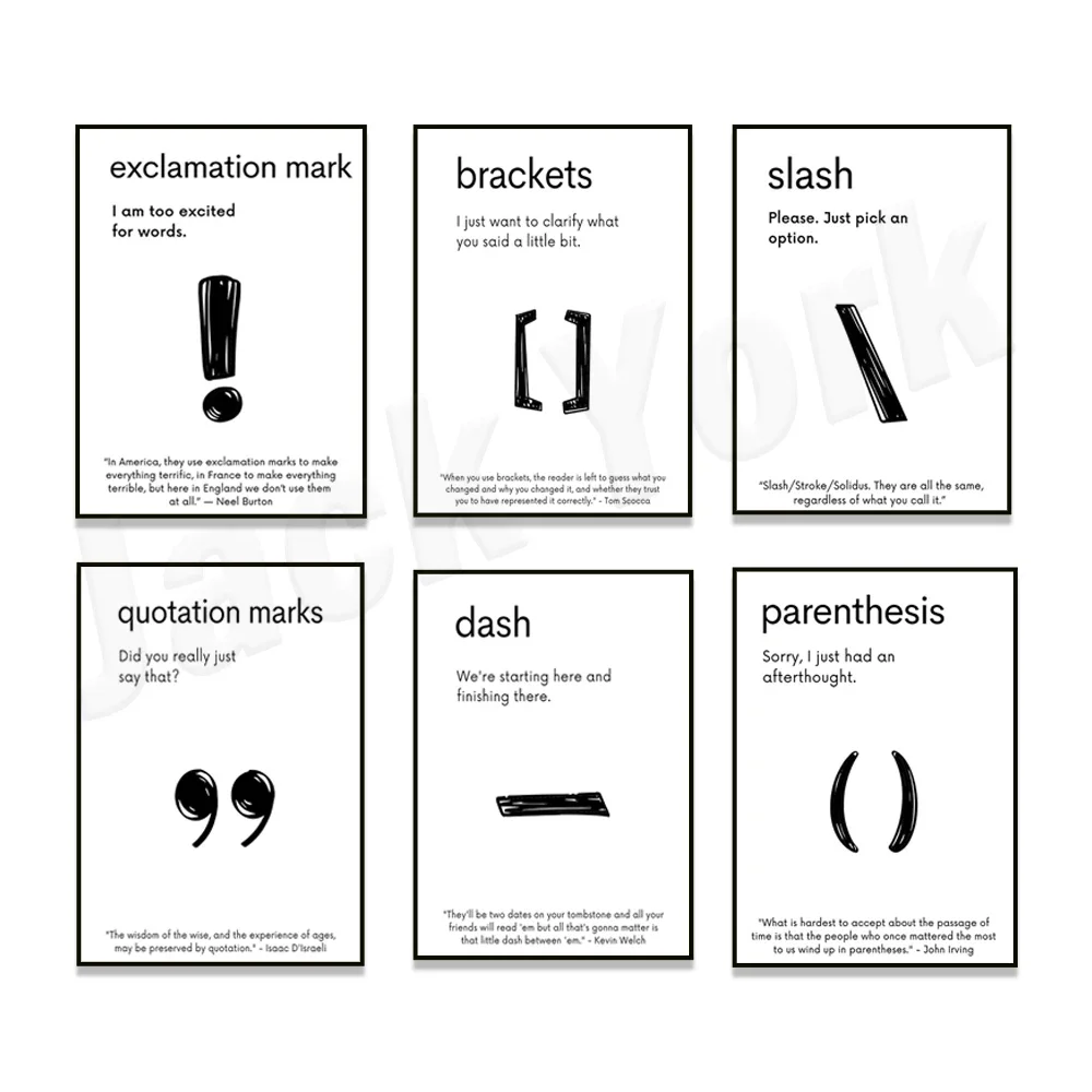 Punctuation marks poster, middle school punctuation marks, English grammar poster, English classroom decoration teacher gift