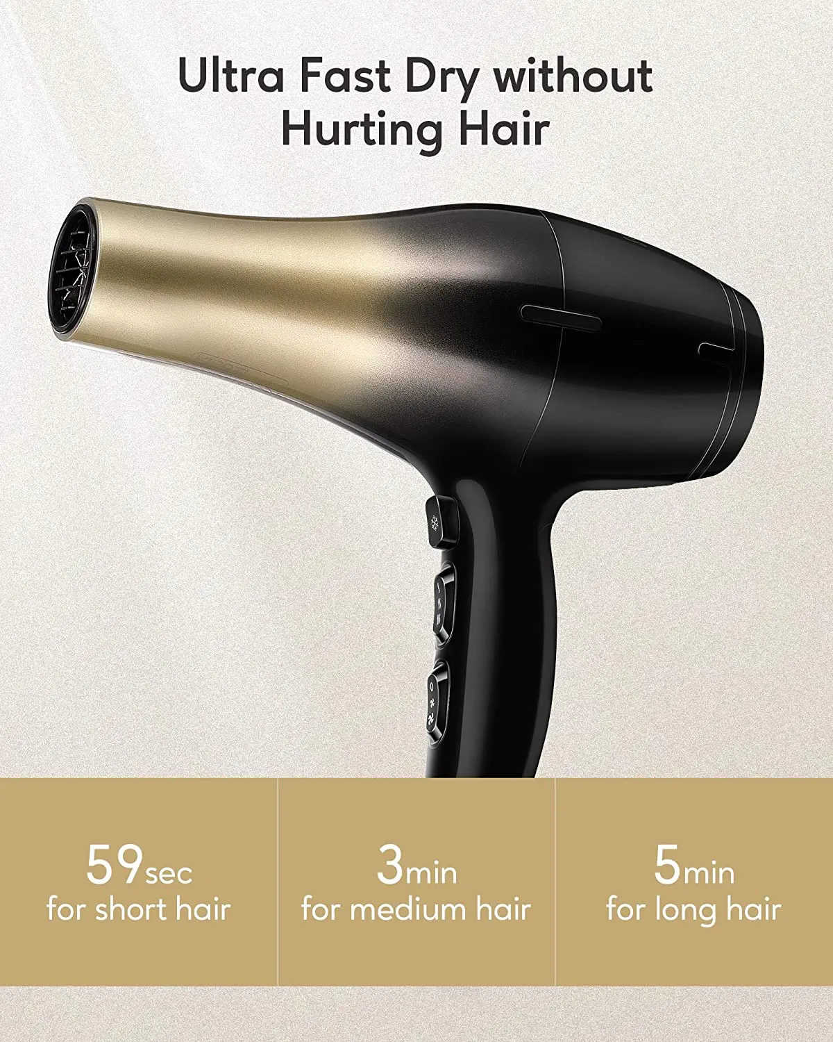 KIPOZI Hair Dryer 1875W Nano Ionic Hair Blow Dryer with DC Motor for Frizz Free Styling with Diffuser and Airflow Concentrator