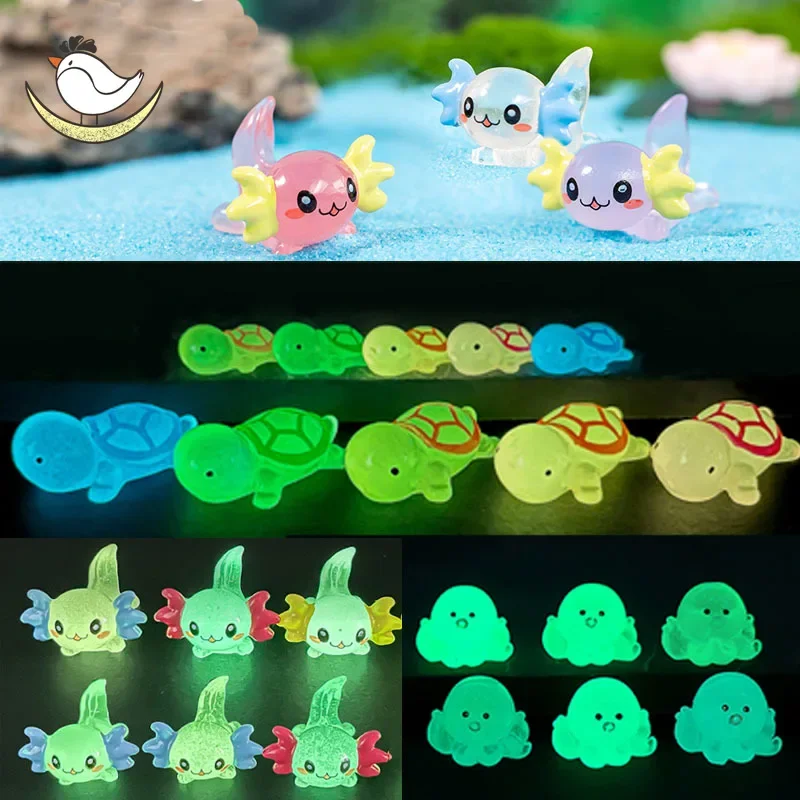 

20pcs Resin Axolotl Stars Shine in the Dark Sea turtle Novelty Toy Aquatic Creatures Decorative Ornaments Elf Glow Stars Kid Toy