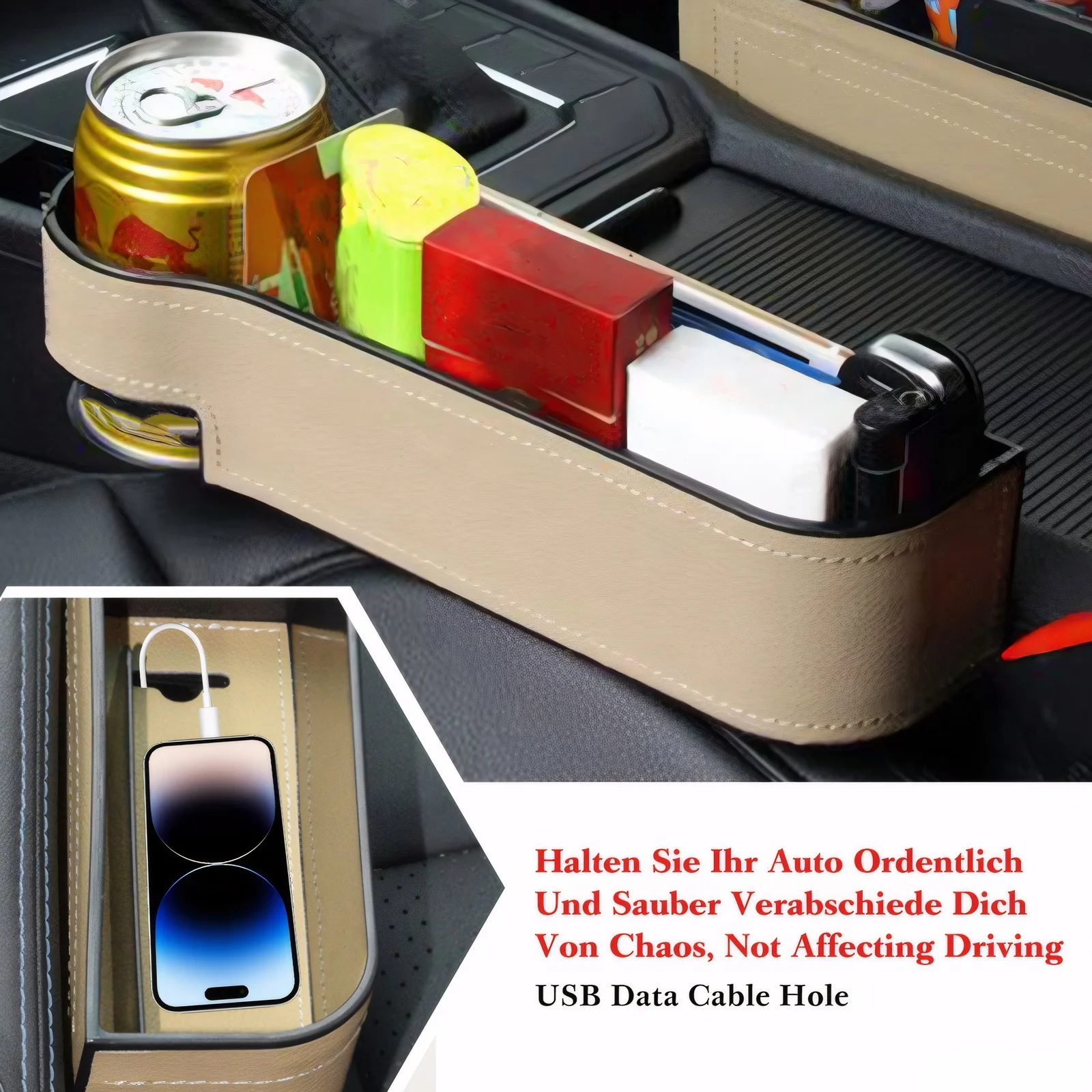 

2 бежевых универсальных ящика для хранения автомобильных сидений, безопасных и безопасных ящика для хранения автомобилей премиум-класса