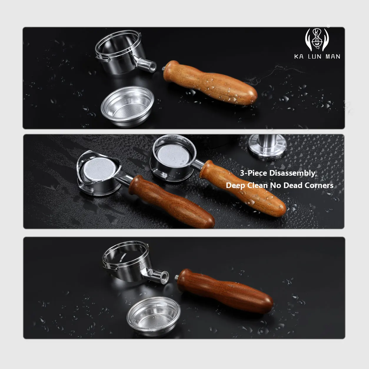 1Pc Espresso Bottomless Portafilter/304 stainless steel/inner diameter 58mm/2-Lug/detachable/Suitable for WPM