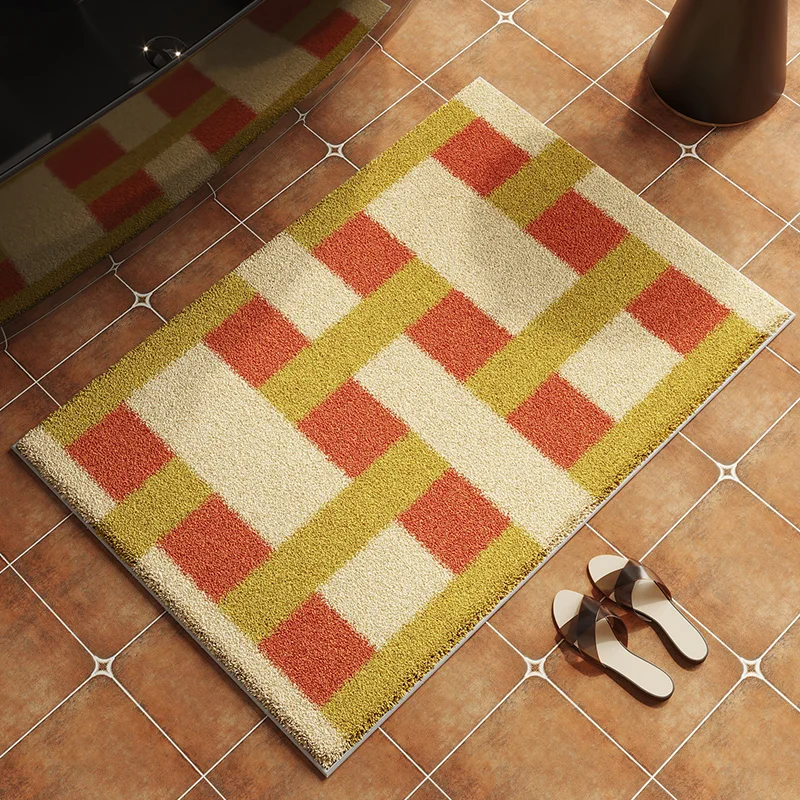 Middle Ancient Style Bathroom Absorbent anti Slip Floor Mat, Retro Bathroom Dirt Resistant Floor Mat, Toilet Carpet