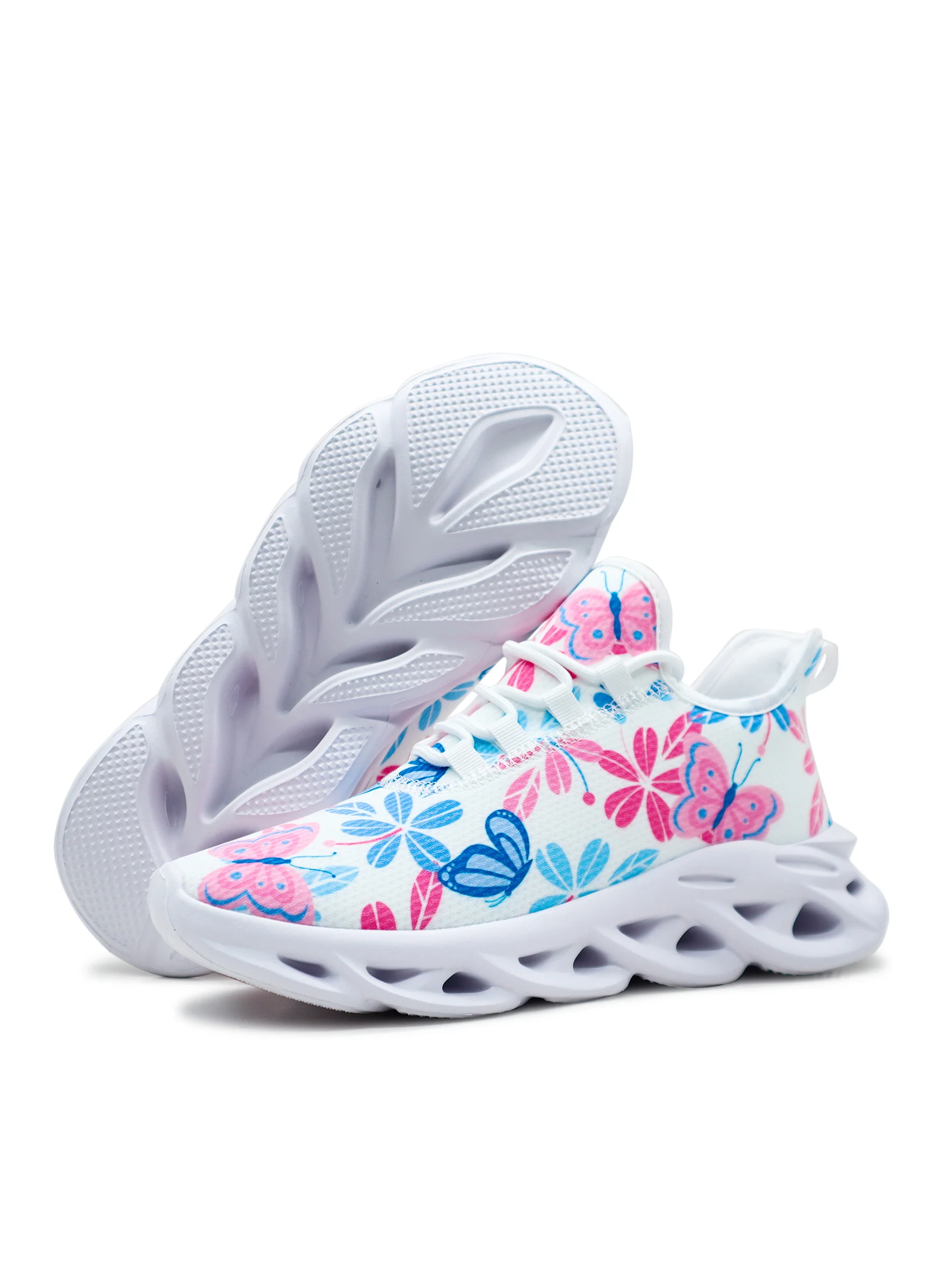 

Cute Floral Prints Women's Casual Sneakers Teenager Girls Lightweight Walking Running Shoes Mesh Lace Up Footwear EUR36-48