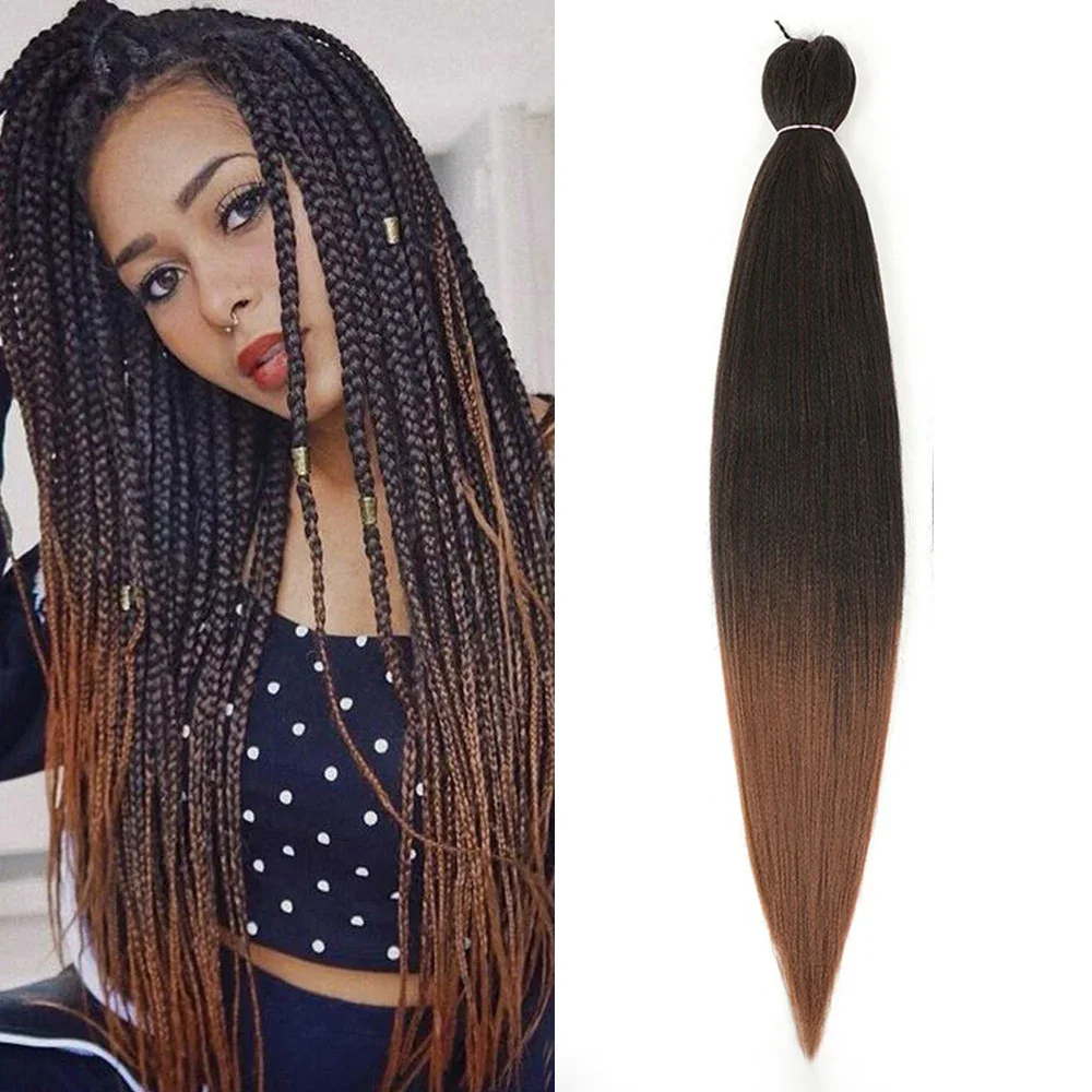 Synthetic Fiber Braiding Hair Ombre Braiding Hair For Women Easy Braid Wholesale 1B# 99j 27# 30# 1B/27 Pre-stretched Braids