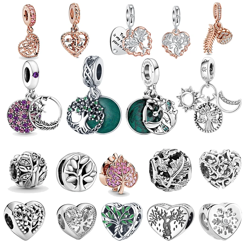 925 sterling silver green tree of life pendant charms fit original Pandora bracelet charm beads necklace Diy female jewelry