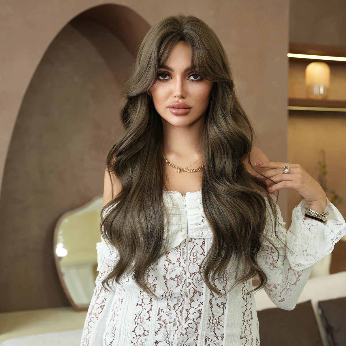 PARK YUN Long Wavy Light Brown Wigs For Women 30 Inch Wave Wig Natural Looking Synthetic Fiber Fashion Wig For Daily Party Use image 2