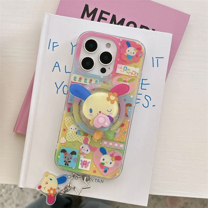 Rainbow Rabbit dopamine bunny art Phone case For magsafe iPhone 17 16 15 14 13 Pro Max Case Cute Luxury Cartoon shockproof Cover