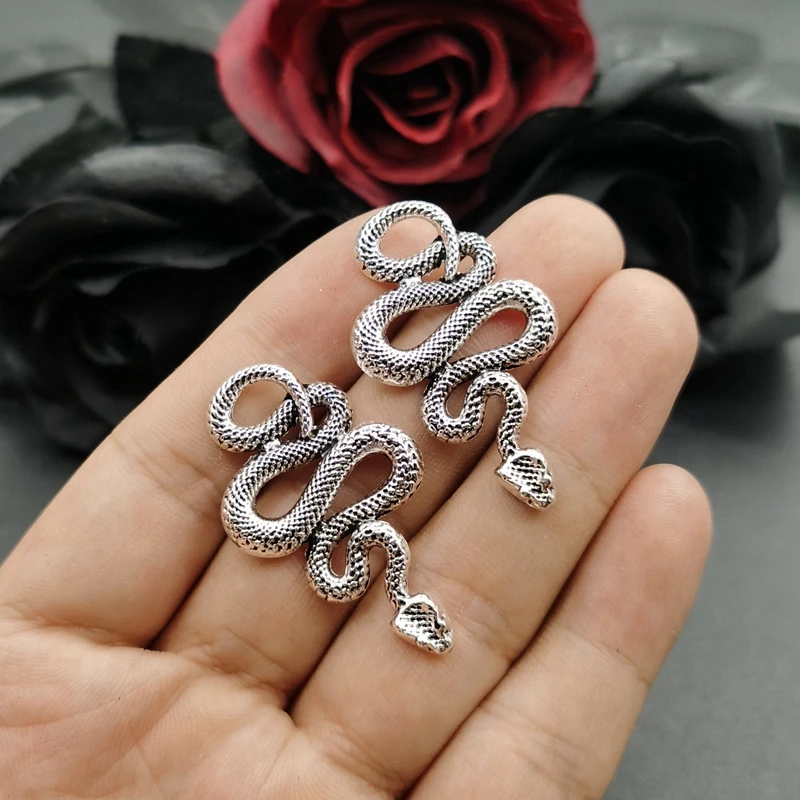 5Pcs 43*25mm 3 Colors Snake Charms Pendant Designer Charms Fit Jewelry Making DIY Jewelry Findings