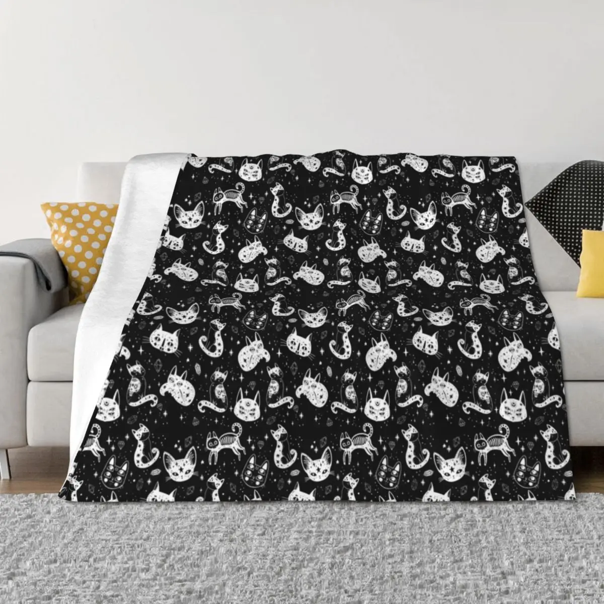 Witchy Cats Throw Blanket Hairys Plaid warm for winter Thin Blankets