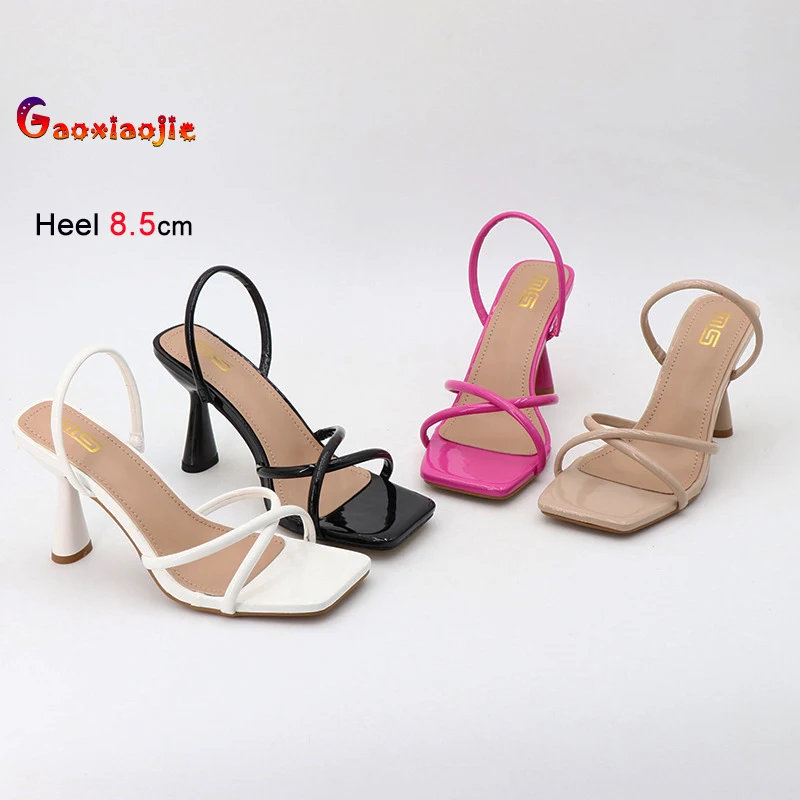 

Новинка 2023 года, осенняя модная женская обувь, простые однотонные босоножки на высоком каблуке со шнуровкой сзади, пикантные элегантные универсальные туфли-лодочки на тонком каблуке