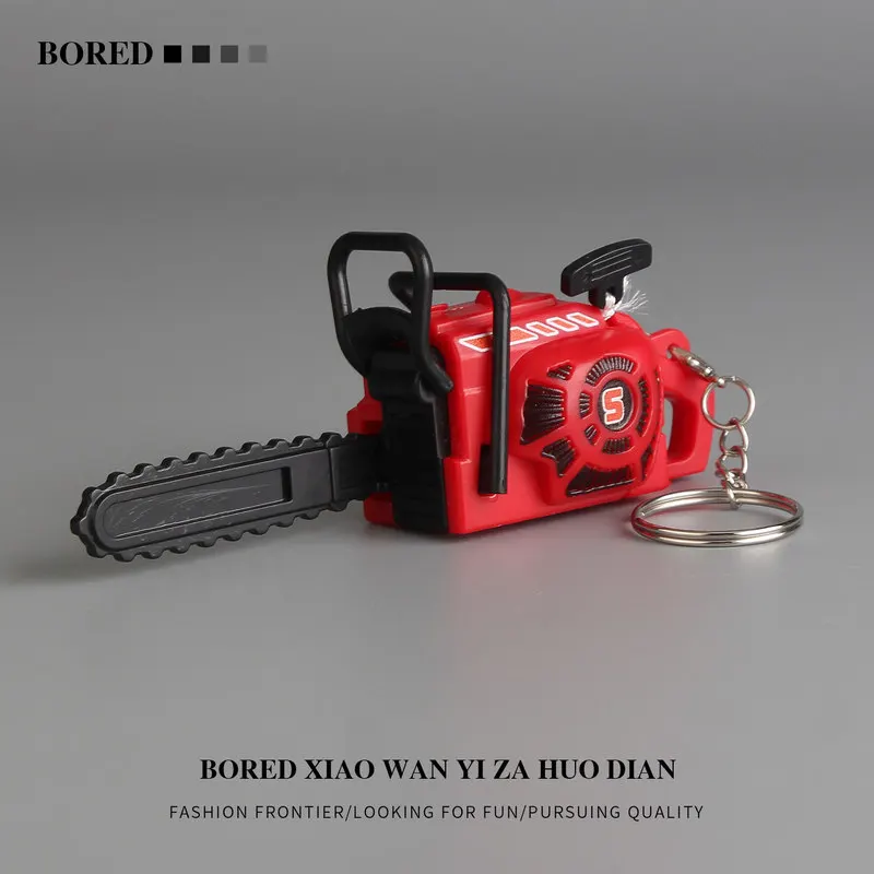 

BORED Pull String Operated Chainsaw Model Toy Fidget Keychain Mini Stress Relief Backpack Purse Pendant For Kids Adults