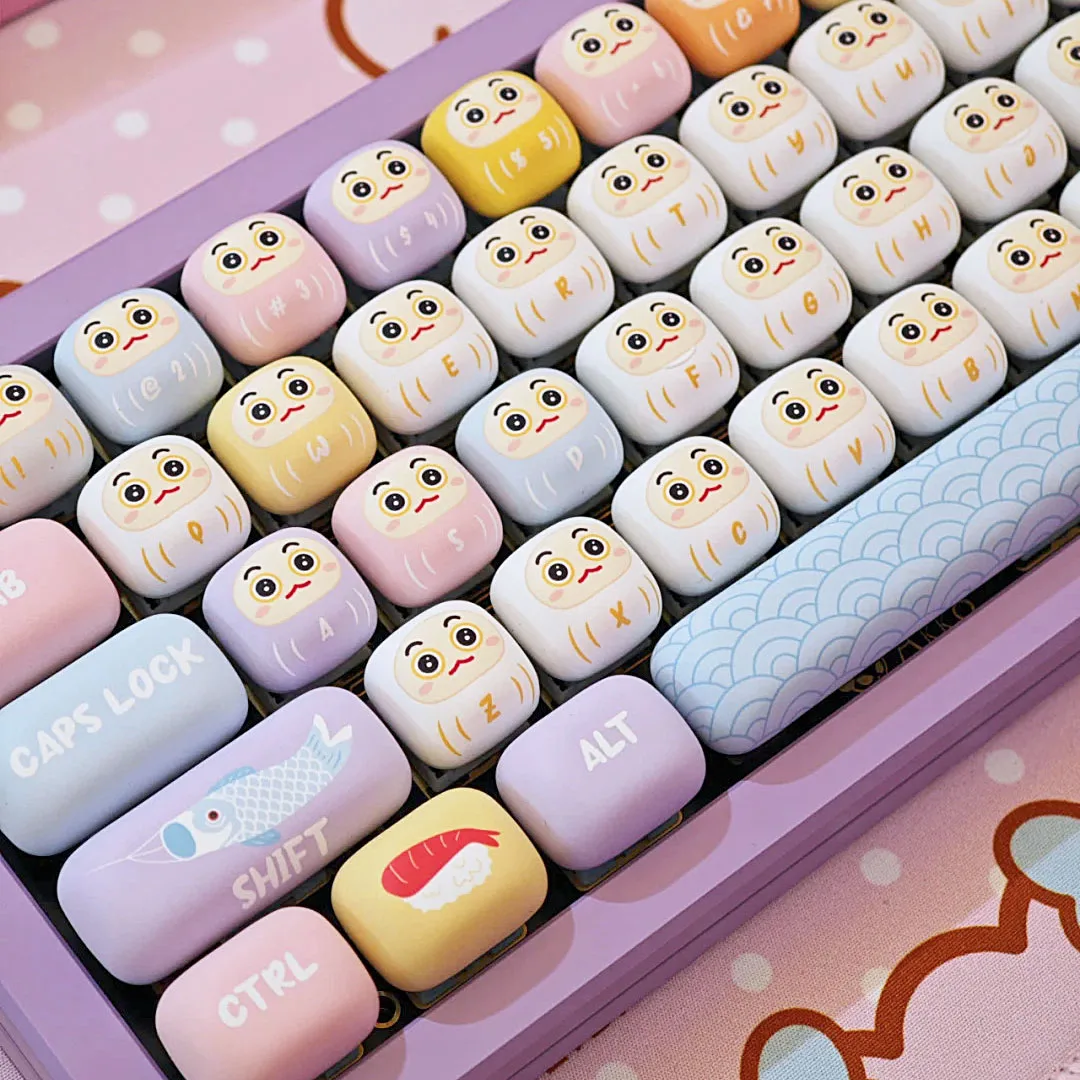 Imagem -05 - Bonito Redondo Keycap Mantou em Forma de 138 Teclas Mog Pbt Bonito dos Desenhos Animados Faça Você Mesmo com 7u Bar de Espaço Dividido Alice Layout Faça Você Mesmo Porco Mantou Keycap