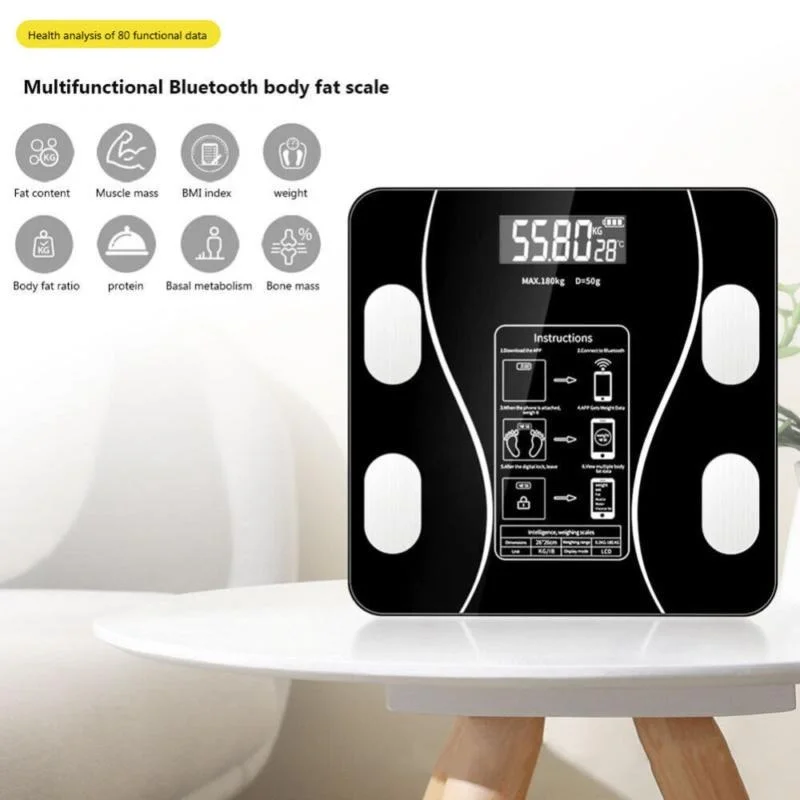 New Smart Body Fat Scale: 180kg load-bearing digital bathroom scale, accurately monitors body fat and BMI, perfect for home heal