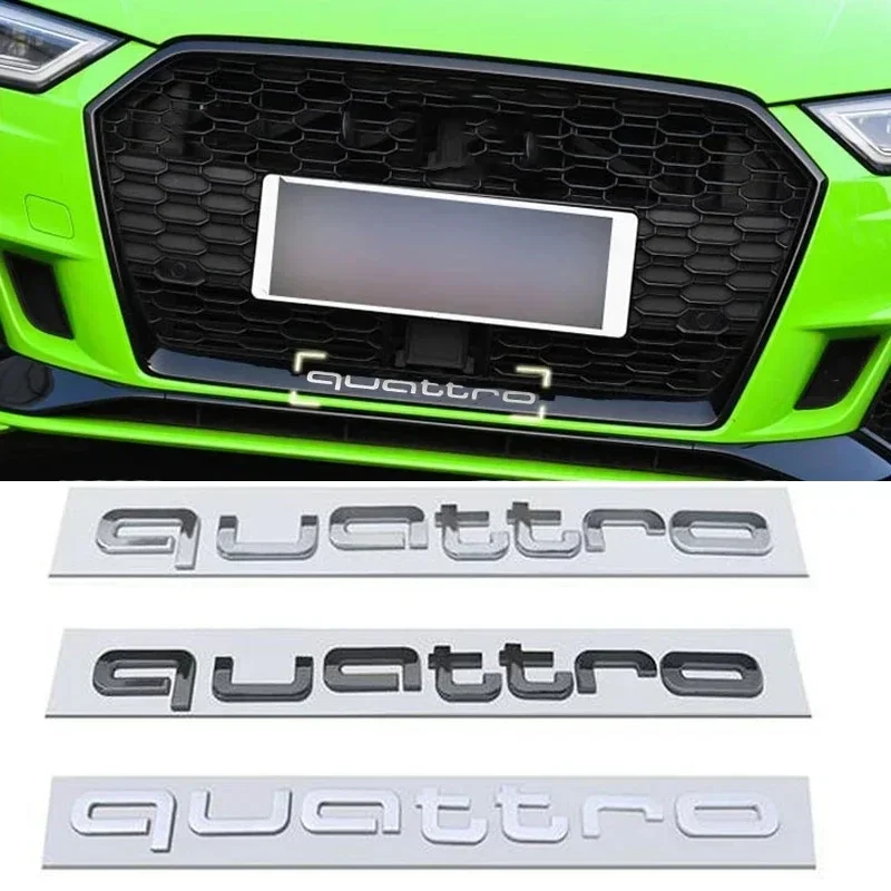 ABS سيارة الجبهة مصبغة شعار خارجي السيارات الجسم ملصق السيارات QUATTRO شعار اكسسوارات لأودي S A3 A4 B8 8P 8V A6 C7 A5 Q5 B7