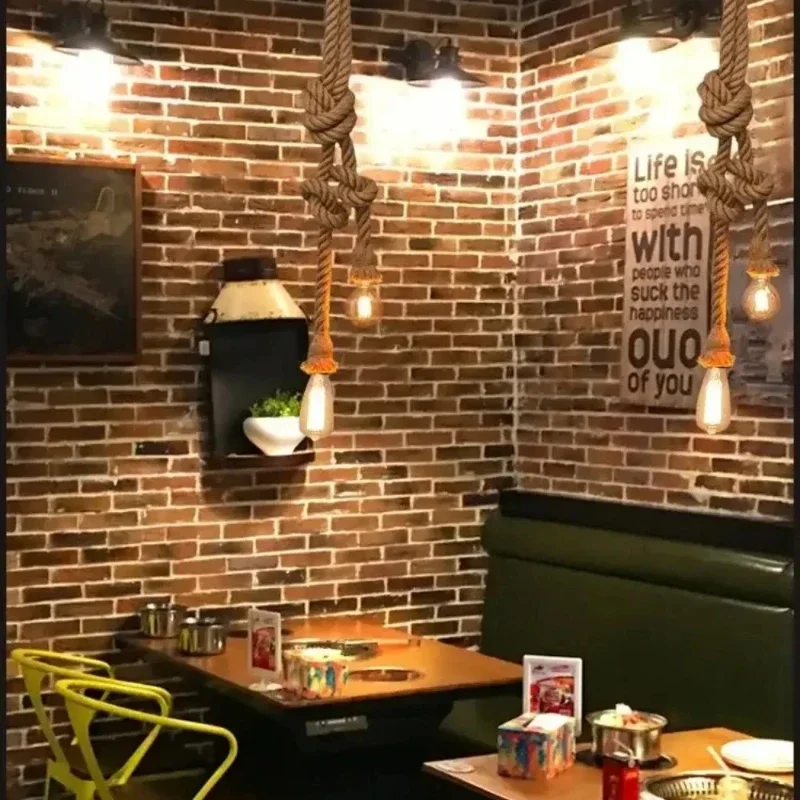 Candelabro de una sola cabeza para cafetería, luz colgante personalizada para Bar, comedor, cordel, Retro americano, bricolaje