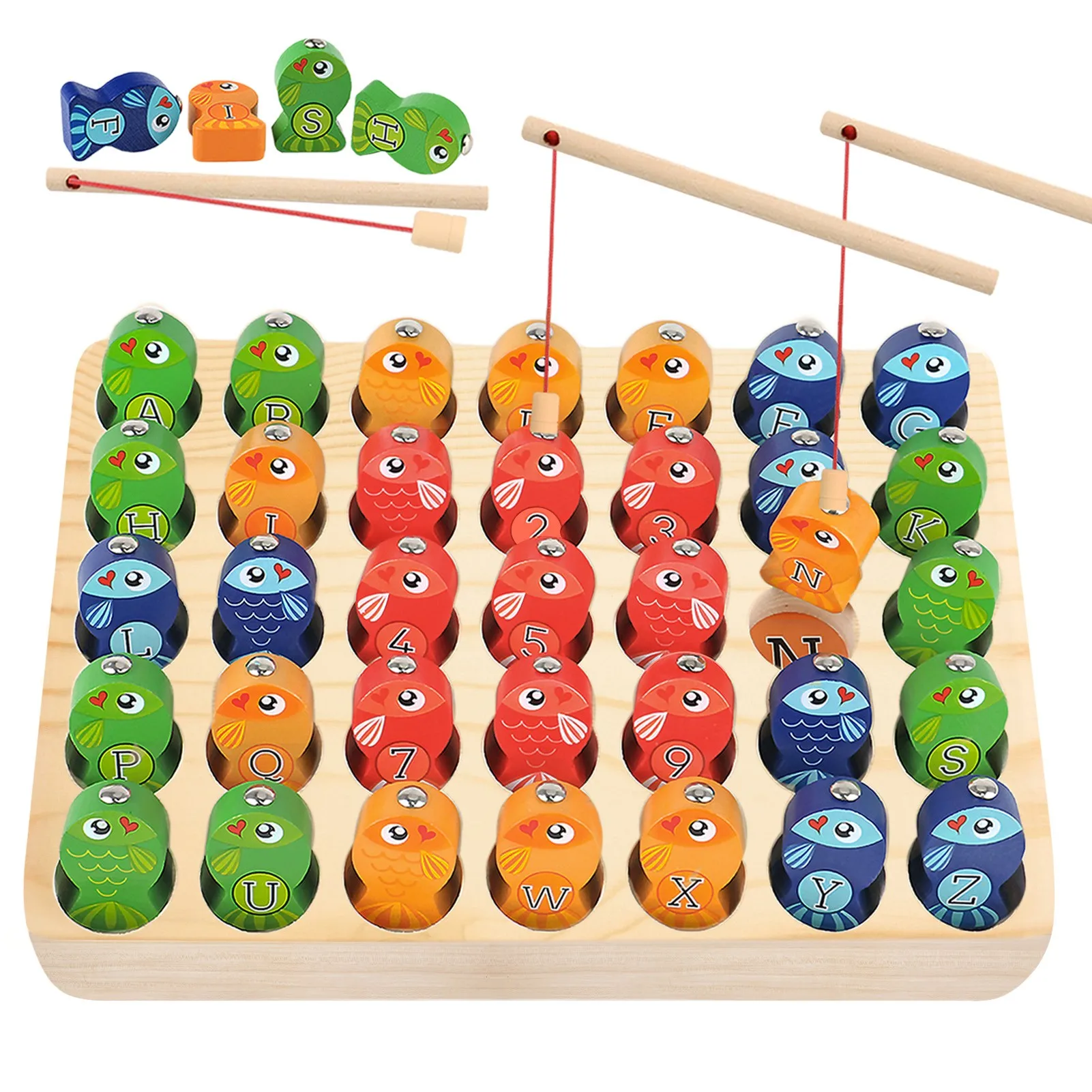 

Preschool Learning Educational Toys for 2 3 4 5 years old Boys and girls Wooden Magnetic Fishing Children's Toy Games Alphabet A