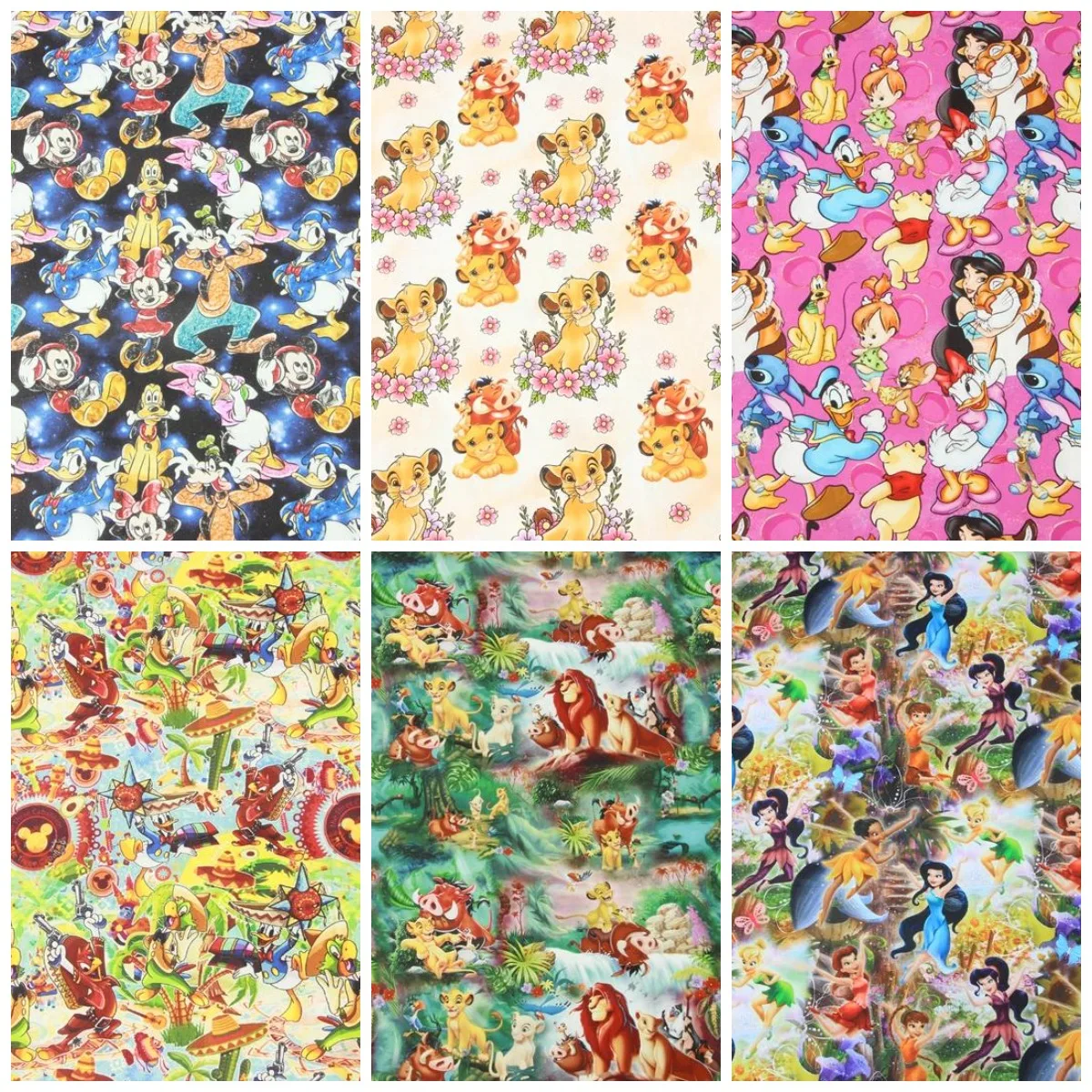 

Sale Width 110cm Disney Princess The Lion King Mickey Cotton Fabric for Tissue Sewing Quilting Fabric Needlework Material DIY