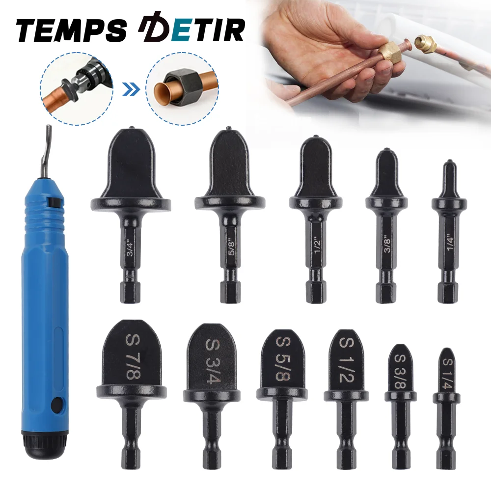 

12PCS Tube Pipe Expander Hexagonal Handle 1/4" Metal Copper Pipe Takeover Tool Air Conditioner Repair Electric Drill Bit Flaring