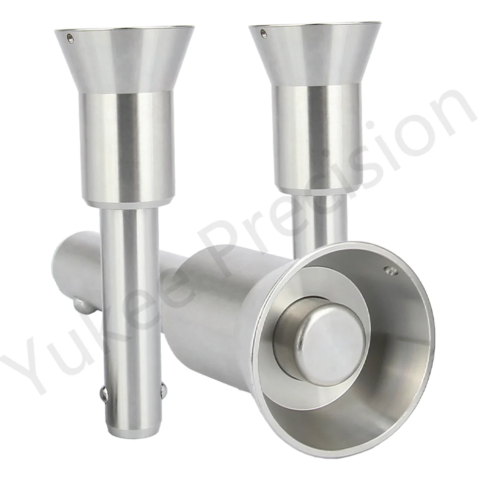 YK122 Large Stock Stainless Steel Handle Spring Detent Pin Recessed Button Dia 5~25mm Quick Release Ball Lock Pin Length 10~100