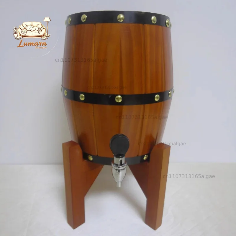 Oak Wood Aging Barrel with Tap Small Wooden Wine & Spirit Fermentation Cask Portable Mini Whiskey Barrel Decor for Home Brewing