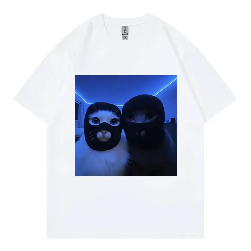 Masked Thief Cat FunnGraphic T Shi Women Gothic Fashion Short Sleeve T-shirts Summer Casual Loose T-shirt