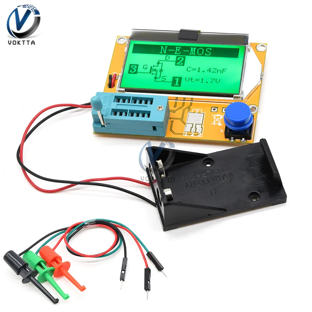 LCR-T4 Mega328 Digital Transistor Tester Diode Triode Capacitance LCR T4 Meter 12864 9V LCD Screen For MOSFET/JFET/PNP/NPN