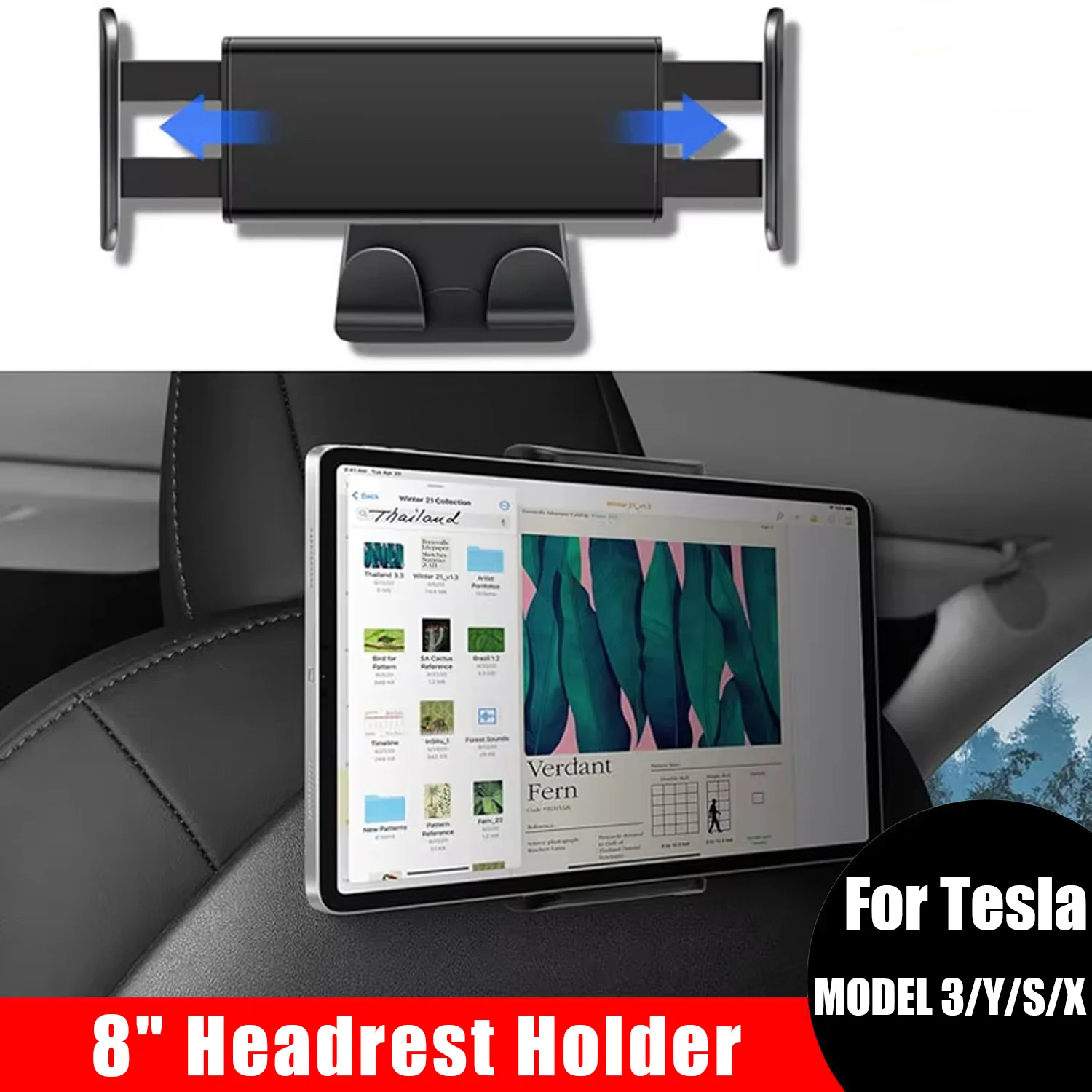 Tesla Model 3 Y S X 뒷좌석 휴대폰 마운트 후크 360용 머리 받침 태블릿 홀더 °   회전 스탠드 센터 콘솔 정리함 액세서리