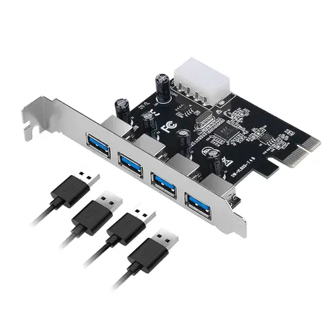 4 Port USB 3.0 PCIe Expansion Card 5Gbps USB3.0 Hub Adapter PCIe USB 3.0 Hub Controller Adapter for Windows 11/10/8/7/XP/Linux