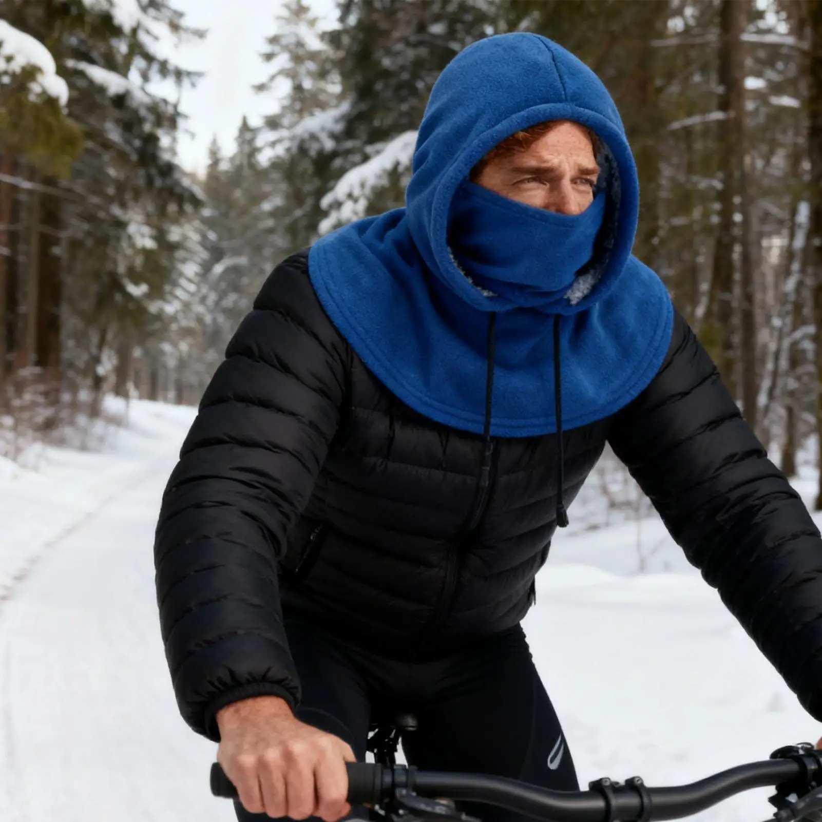 قبعة تزلج بغطاء للرأس من الصوف مع رباط سميك حراري للرقبة قبعة للنساء للعدائين وركوب الدراجات والتخييم وركوب الدراجات على الجليد