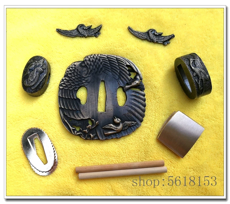 Hige alloy Eagle tsuba fuchi Menuki Seppa Habaki For Japanese katana wakizashi tanto