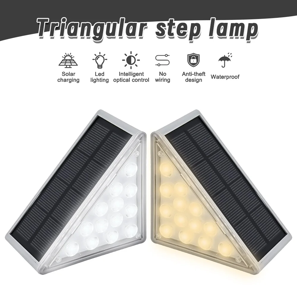 

2PCS Motion Sensor Stair Solar Lights Outdoor Waterproof 10D Solar Step Warm Lights for Outside Detector Lamp for Garden