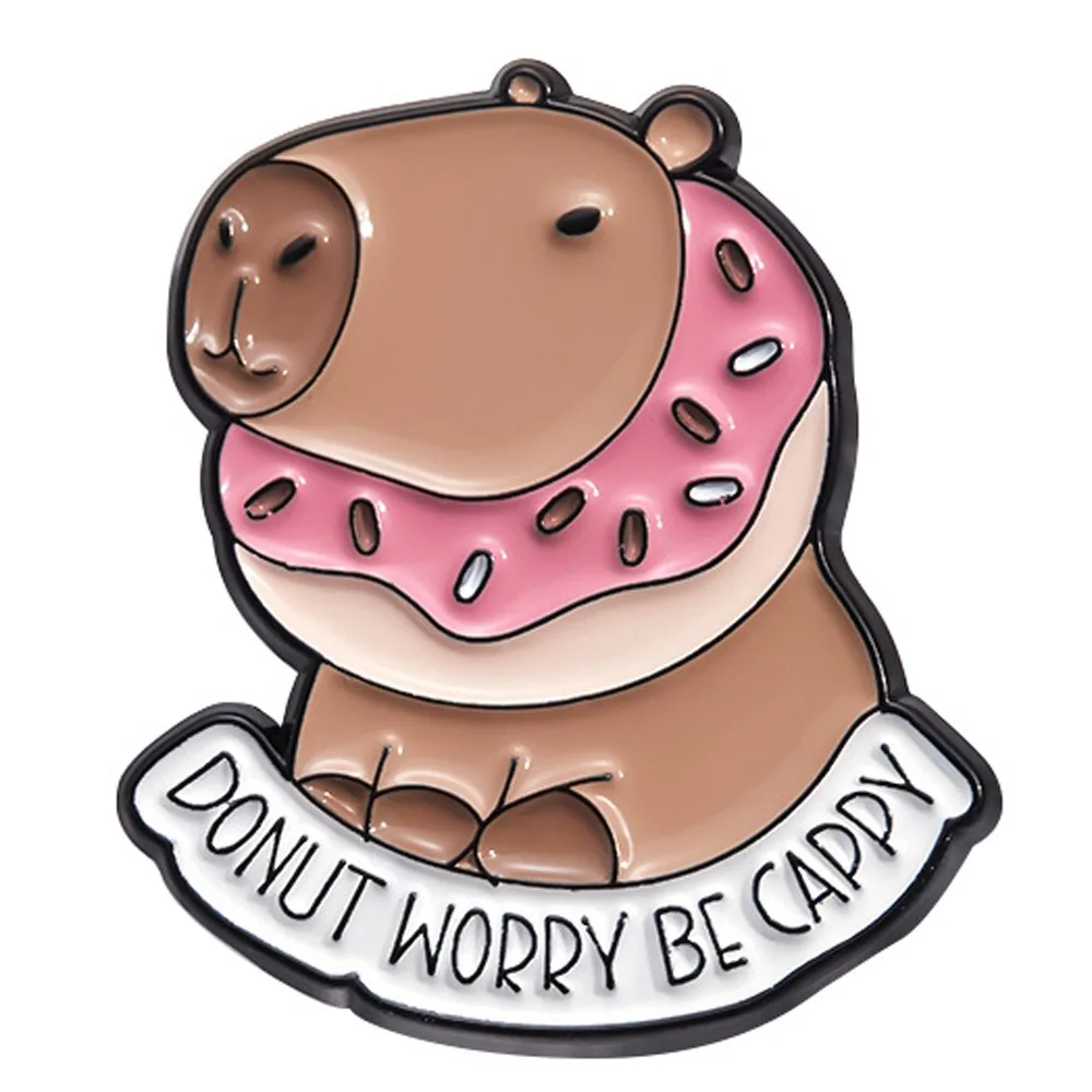 Джинсы, брошь в виде кофейной капибары, брошь в виде тако, животное, мультяшная булавка, милый металлический значок капибары из сплава, украшение для школьной сумки