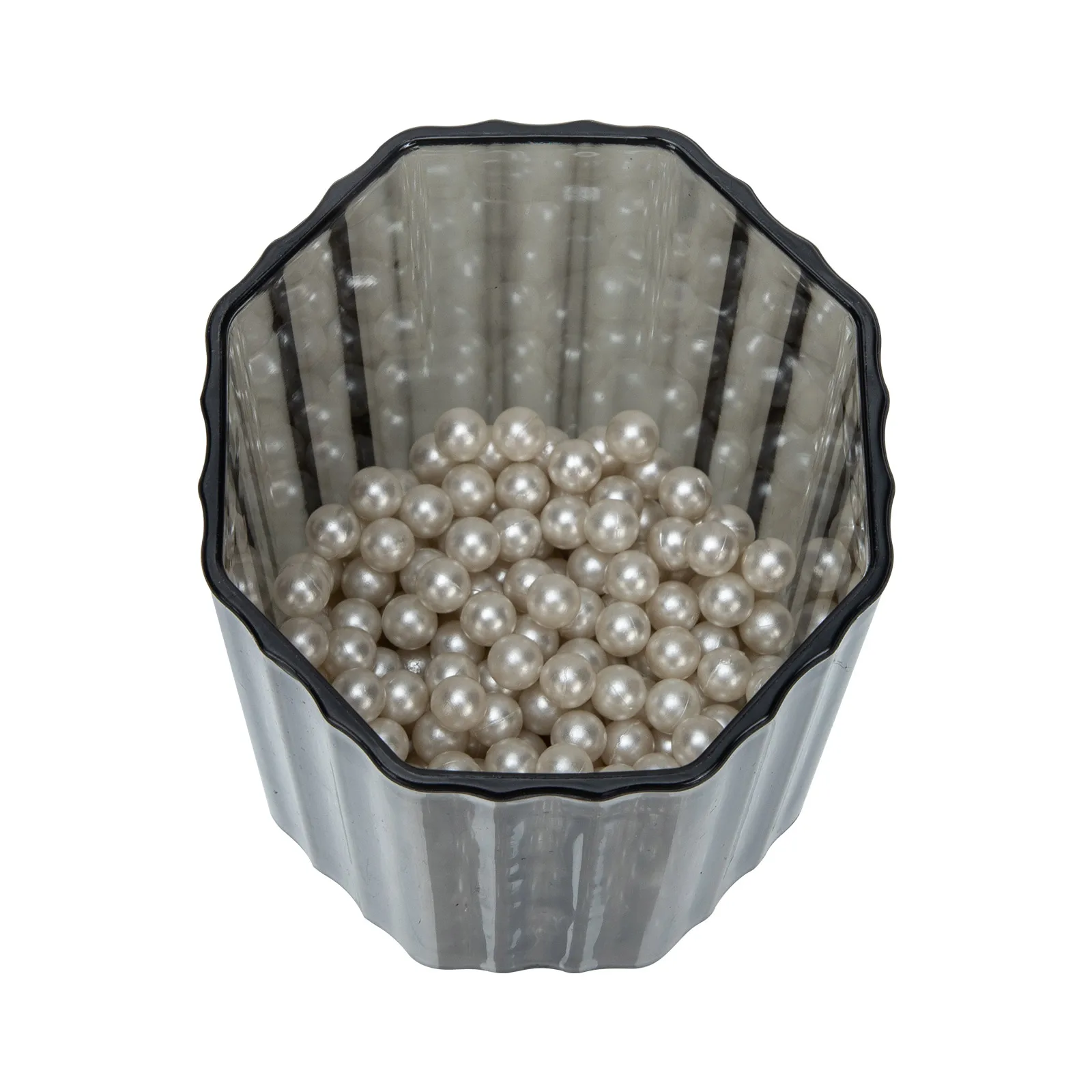 ゴールドリムガラスブラシホルダー、無料のパール付き、メイクブラシ、口紅、アイライナーペンシルカップデスク用の大容量