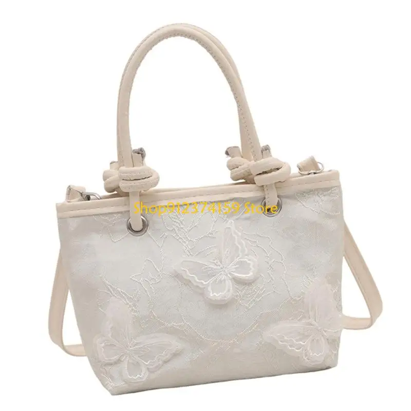 

G5AE Chinese Themed Butterfly Embroidery Crossbody Purse Stylish Shoulder Bag With Spacious Interior and Adjustable Strap