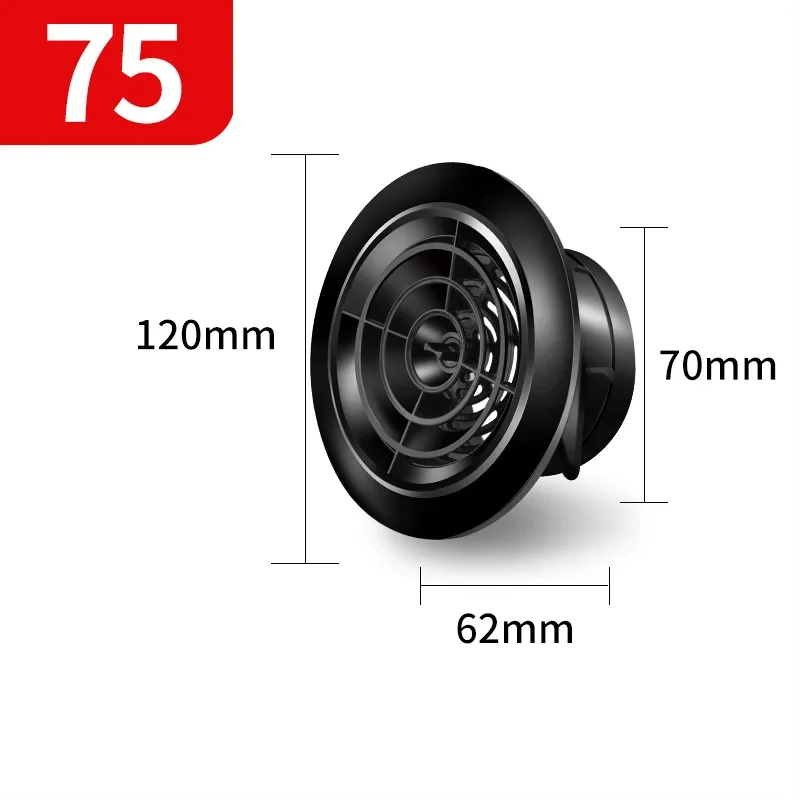 2Pcs ABS Round Exhaust Vents Exhaust Ventilation Port Rotating 75mm Black Exhaust Vents Heating Cooling Vents Home Improvement
