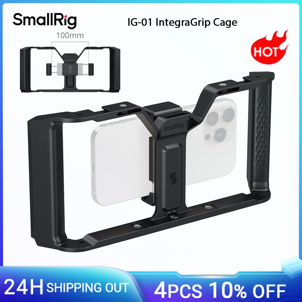 

SmallRig IG-01 Integra Grip Cage for Smartphones for iPhone for Samsung Ultra-Wide Dual Handgrip with Cold Shoe Mounts -5355
