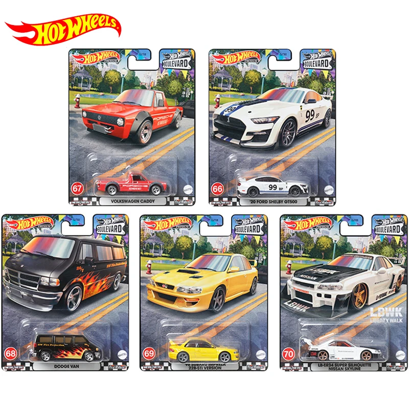 Original Hot Wheels Premium Car Boulevard Diecast 1/64 Vehicles Dodge Van 22B-STi Version Nissan Kid Boys Toys for Children Gift