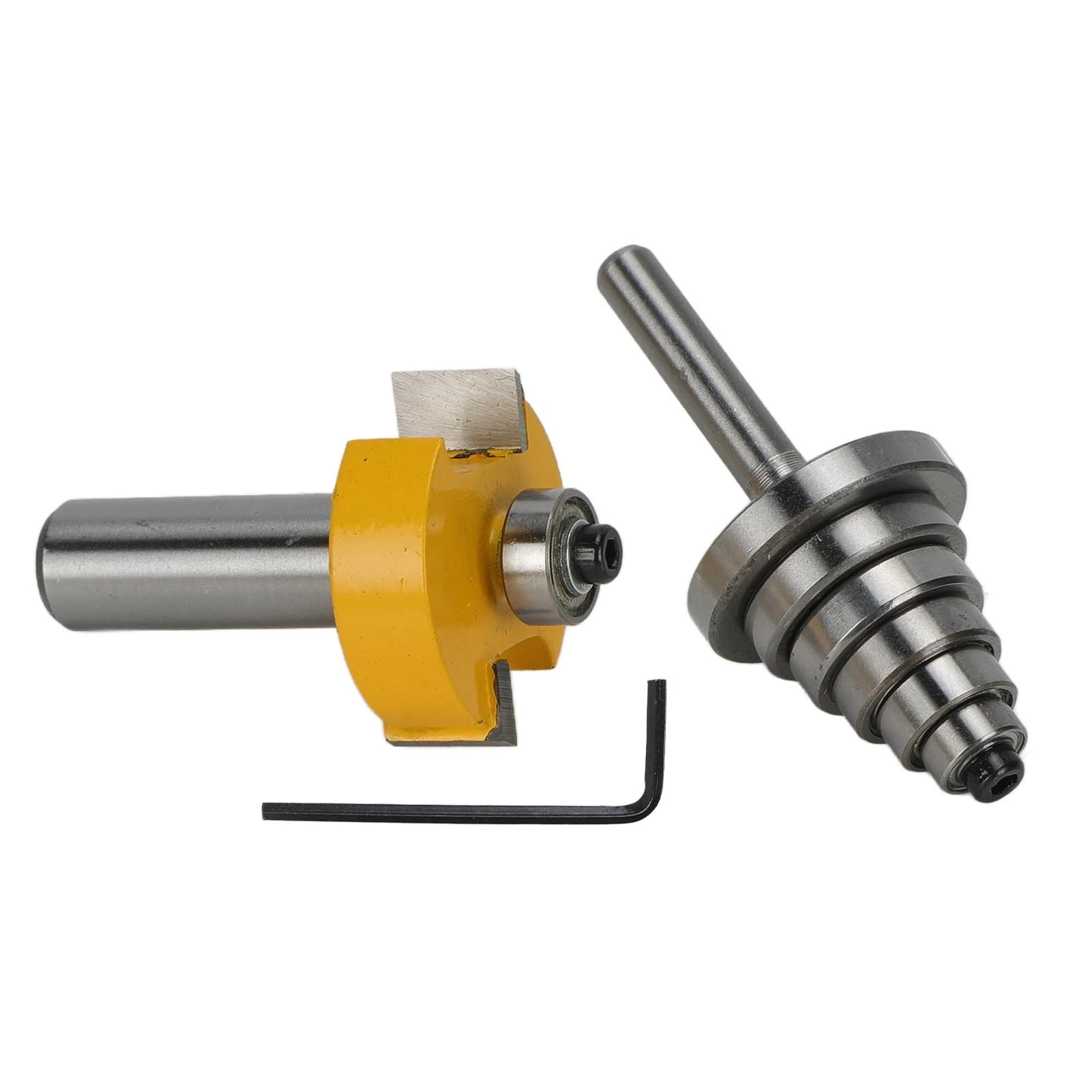 2 Set Rabbet Router Bit Silver Yellow T Type Rabbeting Tenon Milling Cutter 1/2in Shank