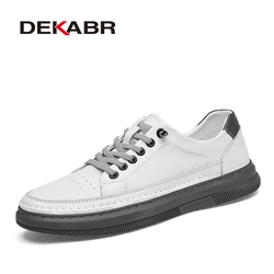 DEKABR Fashion Men Casual Shoes Lightweight Driving Shoes Genuine Leather Breathable Men's Flats Shoes Walking For Men