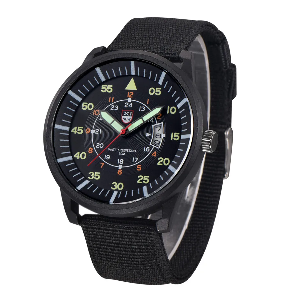 Military Mens Quartz Watch Black Dial Date Luxury Sport Wrist Watch