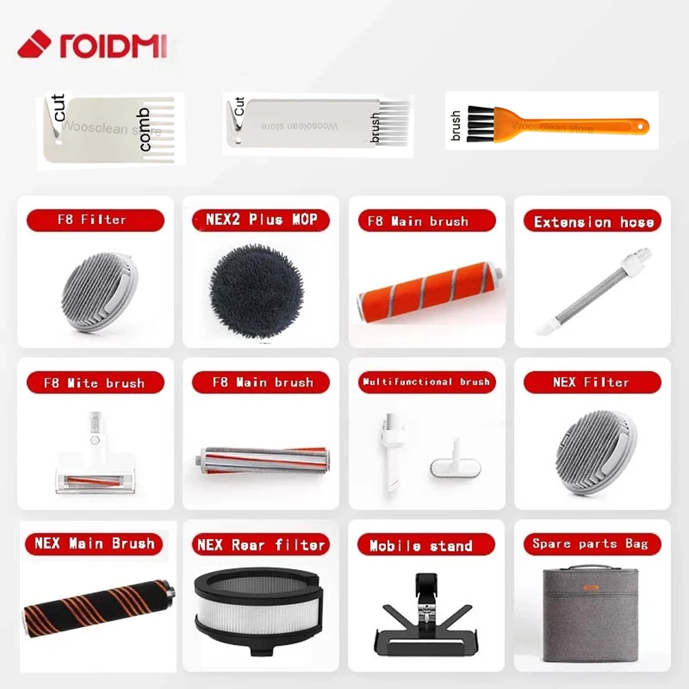 

Roidmi F8 NEX Vacuum Cleaner Hepa Filter Rear Filter Main Brush Mite brush bracket tube for NEX2PLUG Mop NEX-V Brush