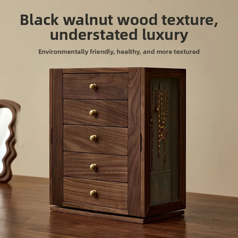 

Hxl solid wood jewelry box exquisite jewelry large capacity multi-layer storage box