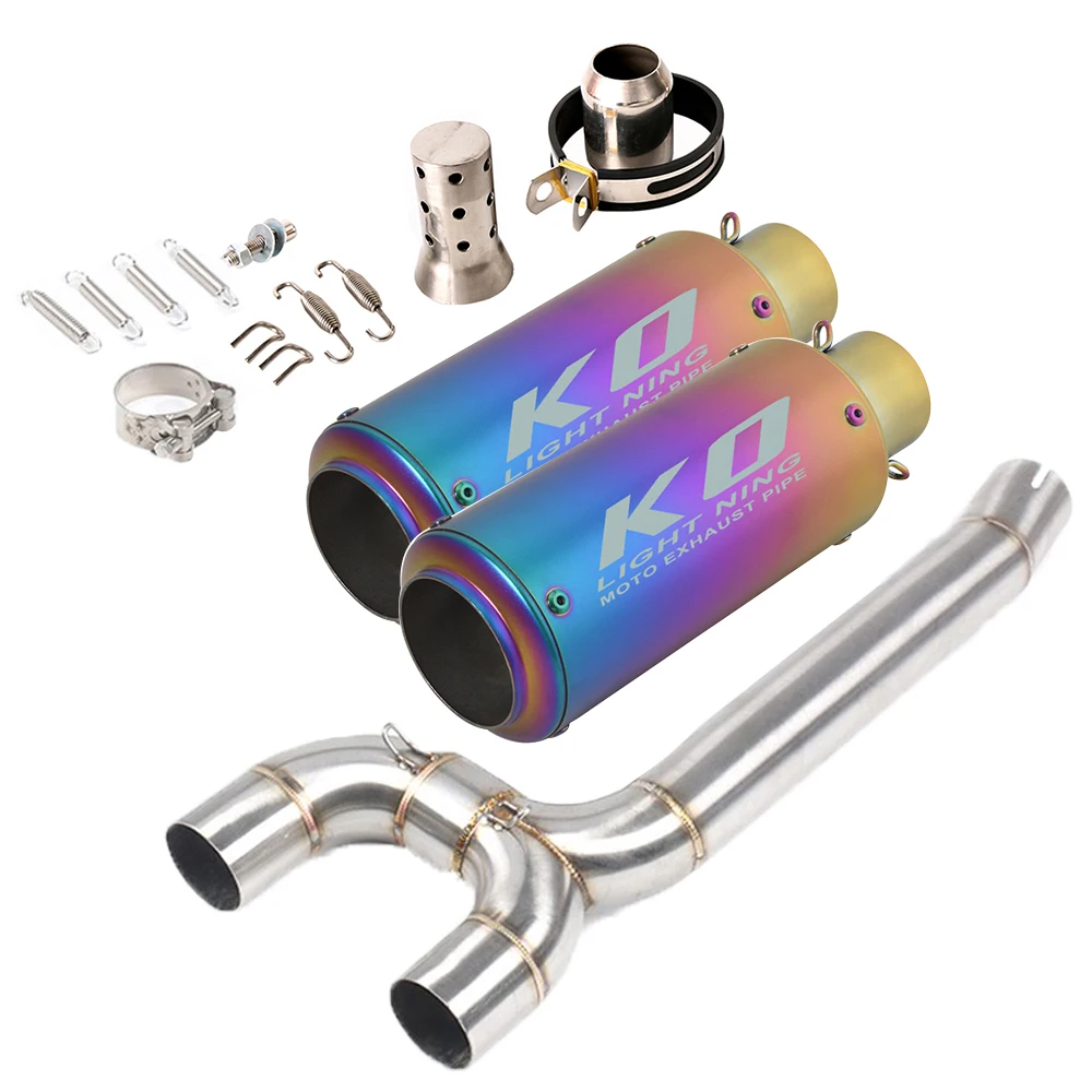 For YAMAHA FZ6 26N F263 51MM Motorcycle Exhaust System Muffler Middle Link Pipe Escape Stainless Steel Removable DB Killer view 2