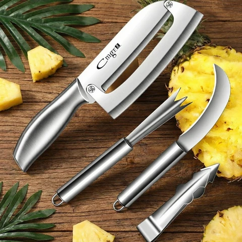 Newly Professional Pineapple & Sugar Cane Peeler - Stainless Steel Multi-Purpose Kitchen Paring Knife for Home & Commercial Use